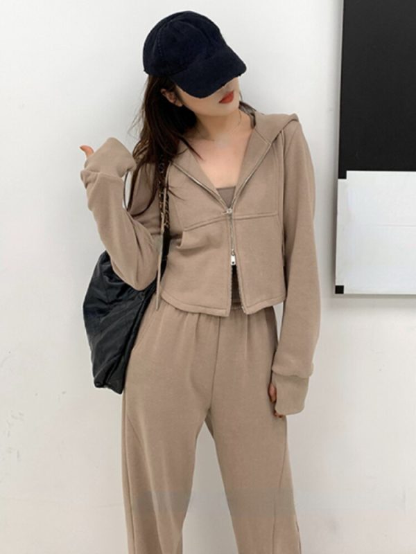 Women Outwear Sport Set Korean Style Sweatshirts + Pants 2023 Summer Fashion Outfits