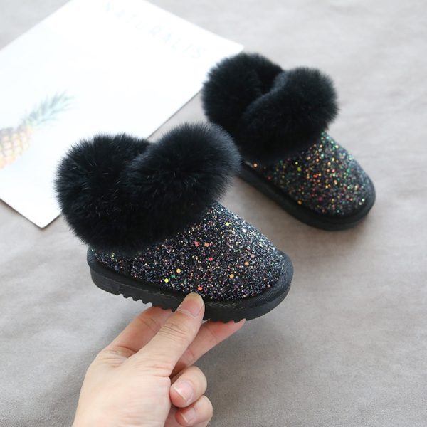 Kids Snow Little Bling Sequins Warm Boots Infant Plush Toddler