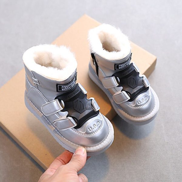 Boys Lamb Wool Warmth Thick Cotton Boots Girls Soft-Soled Boots 2023 Winter