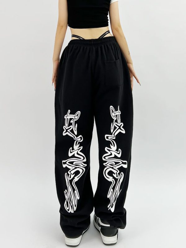 Hip Hop Gothic Black Jogging Sweatpants Oversize