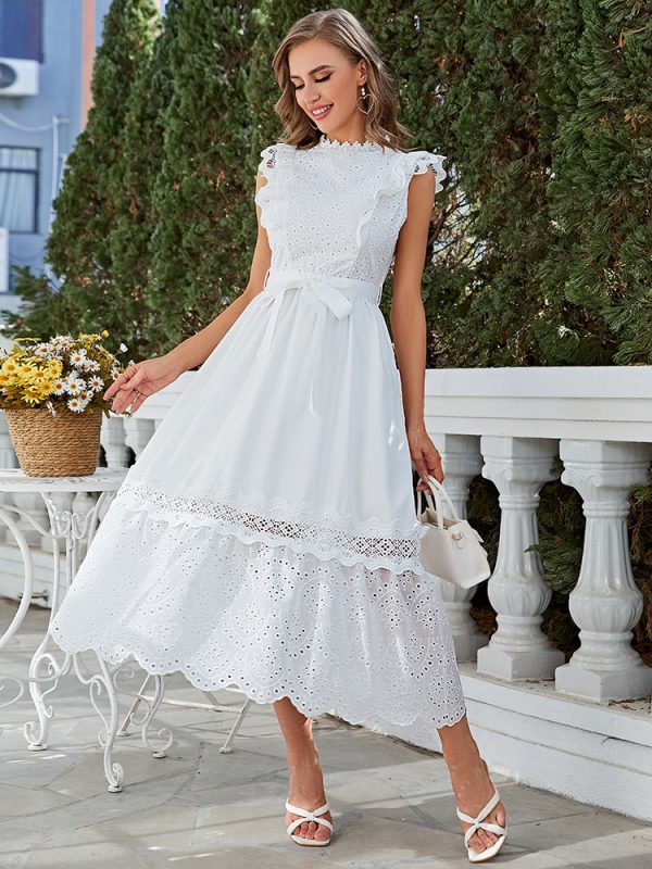 Women Elegant White Lace Dress 2023 Summer Fashion Outfits Trends