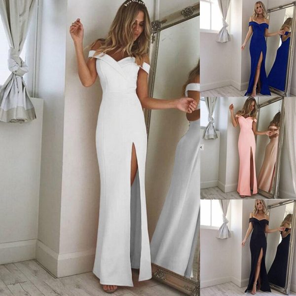 Women Split Bodycon Long Maxi Dress Party Wedding Prom 2023 Summer Fashion Outfits