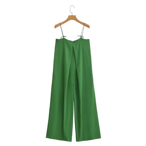 High Waist Wide Leg Pants Women Summer Thin Draping Seaside Vacation Jumpsuit One Piece Split