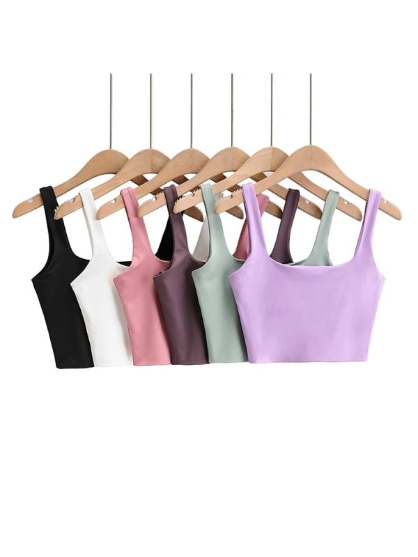 Women Summer Women Sexy Sleeveless Tops Fashion Short Square Collar Tank Tops 6 Colors