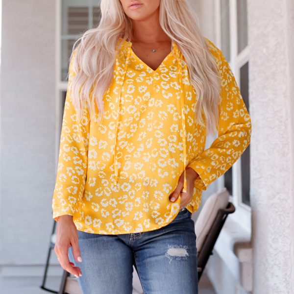 Pullover Print Women Shirt Spring Summer Floral V neck Pullover Women