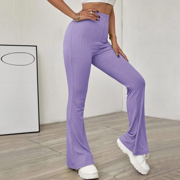 Autumn Winter High Waist Slimming Belt-Free Micro-Knit Women Casual Pants