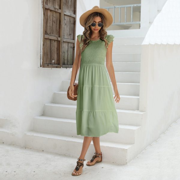 Summer High Waist Office Women Mid Length Dress