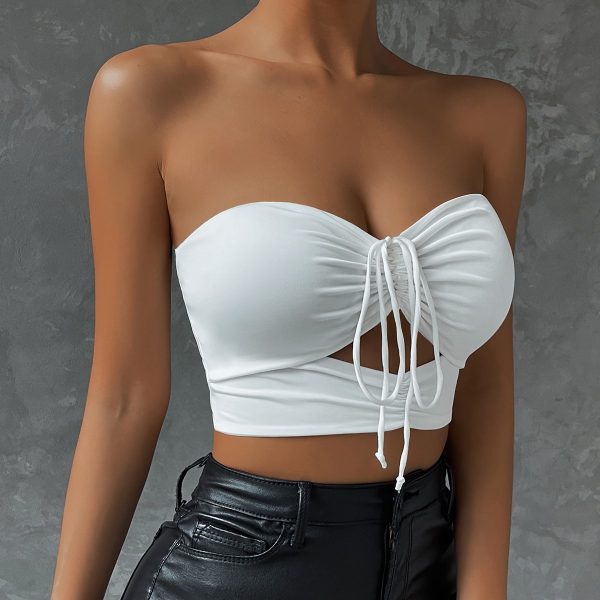 Summer Drawstring Vest Wrapped Chest Women Clothing Sexy Cutout Minicoat Women Base Tube Top