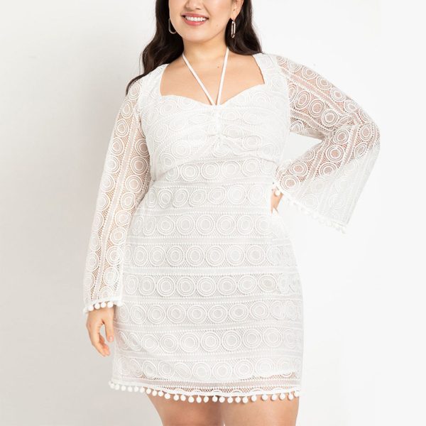 Plus Size Women  Lace Dress High-End Sexy Lace Short Dress