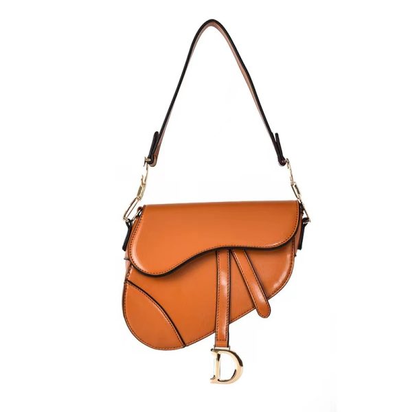 Luxury PU Leather Saddle Bag for Women - Designer Fashion Shoulder Crossbody Handbag with Wide Strap