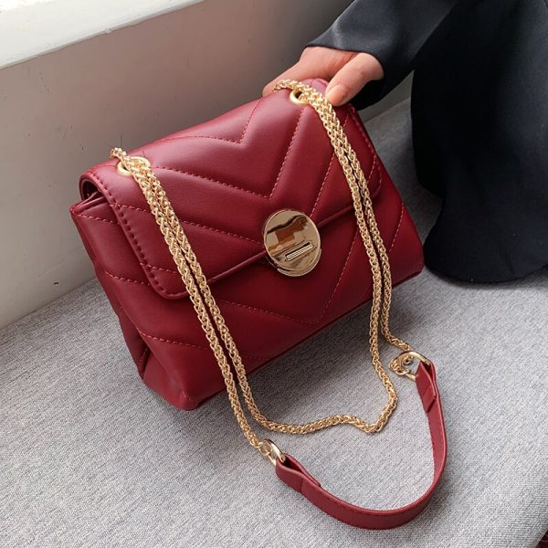 Chain PU Soft Leather Solid Color Crossbody Bags