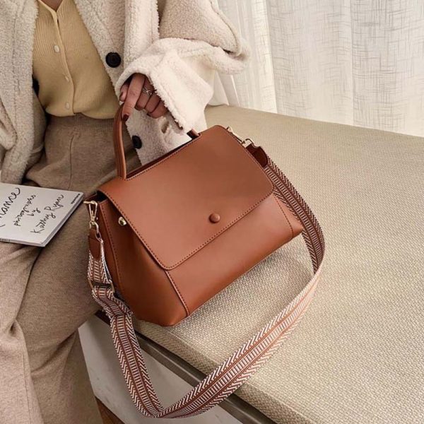 Fashion Simply PU Leather Crossbody Bags For Women Solid Color Shoulder Messenger Bag