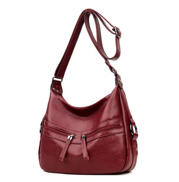 Soft Leather LUXURY bags handbags women famous brands Solid Double Zipper Bag