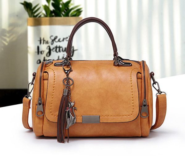 Vanessas Vintage Ladies Leather Handbags Women Tassel Shoulder Bag Female Zipper Woman Bag