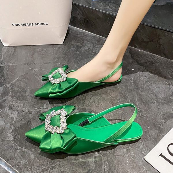 Vanessas Sandals Women Pumps Summer Rhinestone Ladies Flat Shoes Butterfly Knot Elegant Designer Sandals