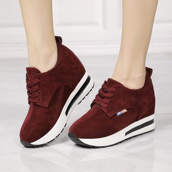 Vanessas Women Fashion Vulcanized Shoes Ladies Zipper sneakers with High Heels