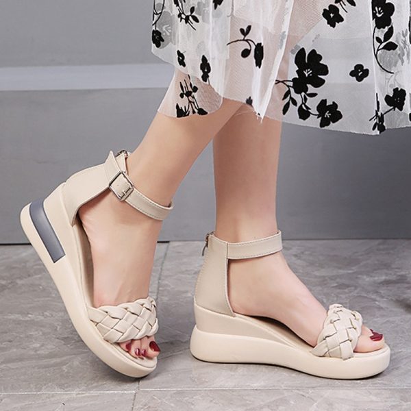 Women's Weave Platform Wedge Sandals with Comfortable Thick Bottom for Fashionable Wear