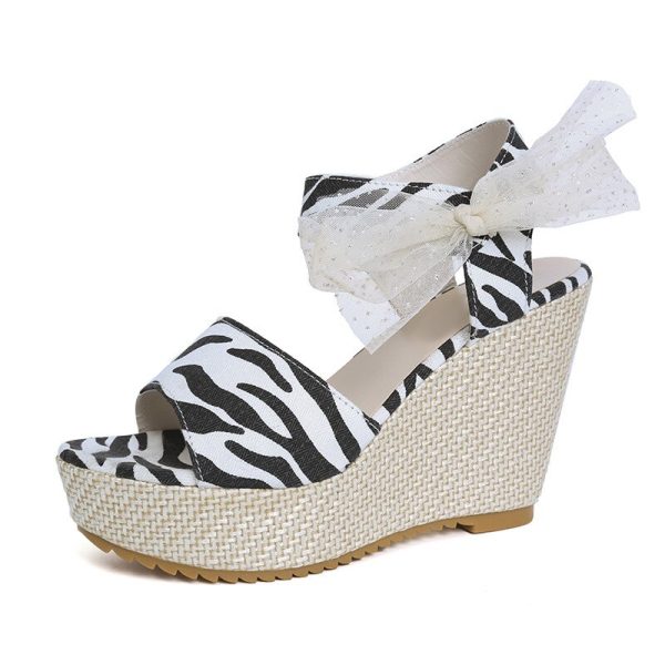 Vanessas Women's Sandals Wedges Platform Ladies Butterfly Knot Elegant Female Sandals