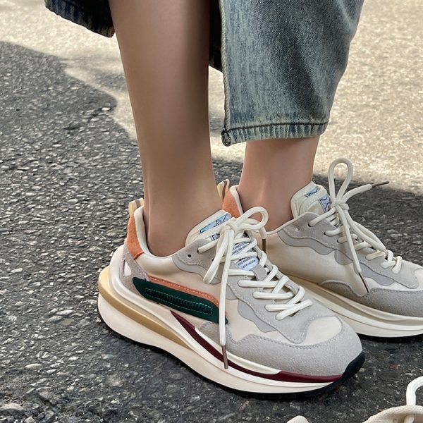 Vanessa's Spring Women Genuine Leather Sneakers Mixed Colors Platform Casual Shoes Woman Running Sport Shoes