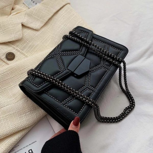 Rivet Chain Brand PU Leather Crossbody Bags For Women