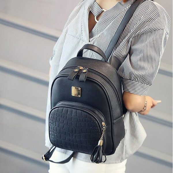 Women backpack leather school bags for teenager girls stone sequined female preppy style small backpack