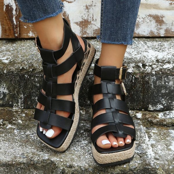 Women's Wedge Sandals | Vintage Rome Platform, Plus Size, Buckle, Non-slip | Summer Casual Beach Shoes