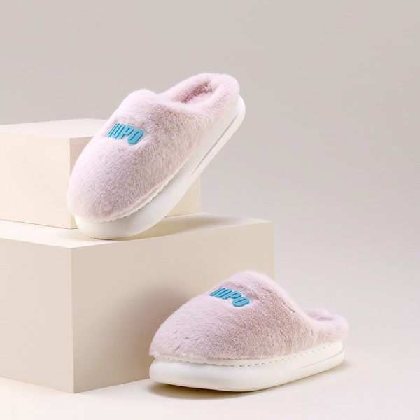 Vanessas Women Winter Slippers Letter Print Bedroom Non-slip Couple Slippers