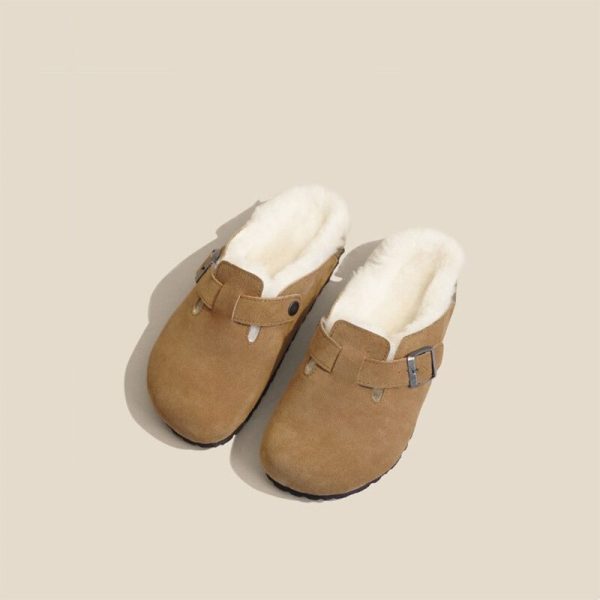 Vanessas Slippers Woman Winter Nubuck Leather Cotton Slippers