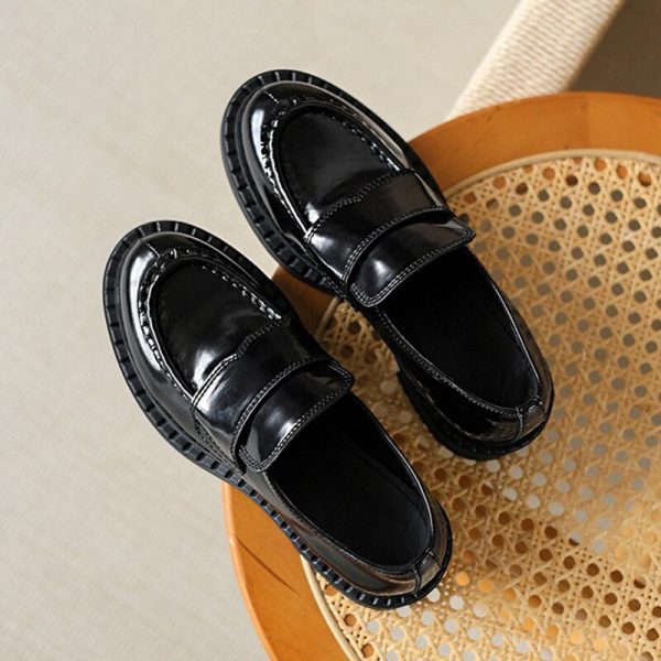 Women's Thick Sole Shoes Woman Waterproof Pu Leather Shoes