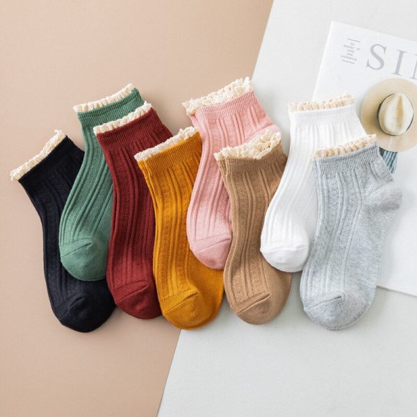 Vanessa's Cute Lace Ruffle Socks for Women, Korean Style Frilly Socks