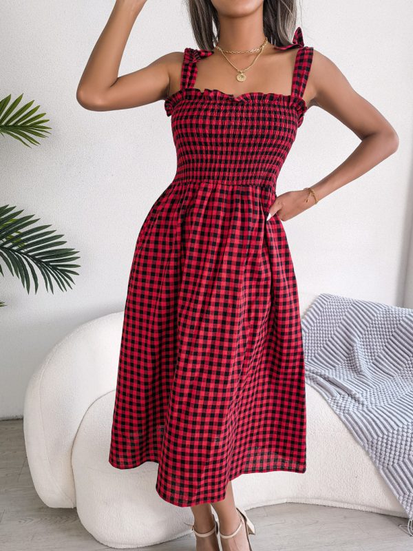 Chic Plaid Mid-Length Dress