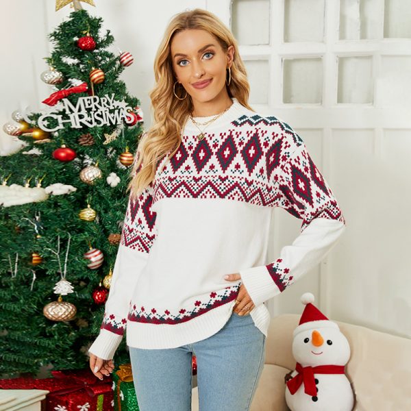 Christmas Sweater - Autumn Winter Half Turtleneck Christmas Sweater for Women