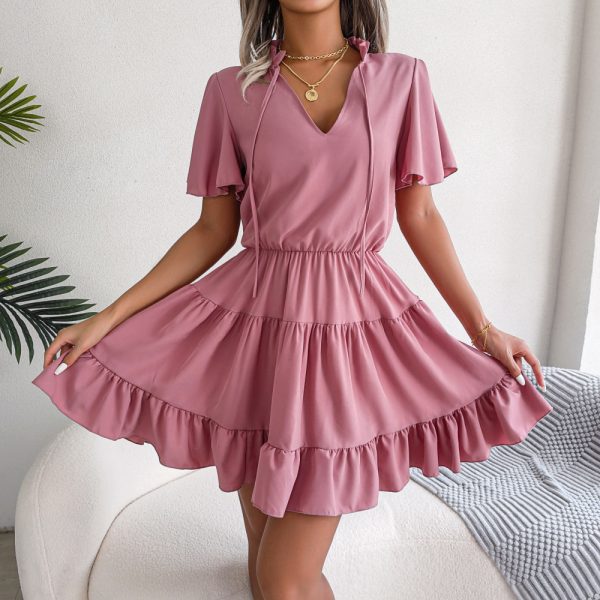 Flounced Ribbon A-Line Dress