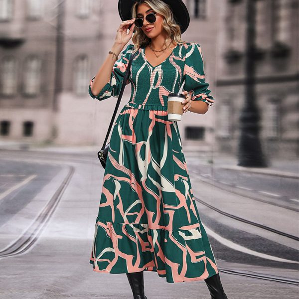 Autumn Women Wear Printed Long Sleeve Dress