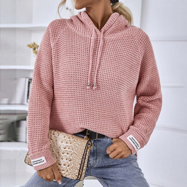 Elegant Hooded Drawstring Women's Sweater