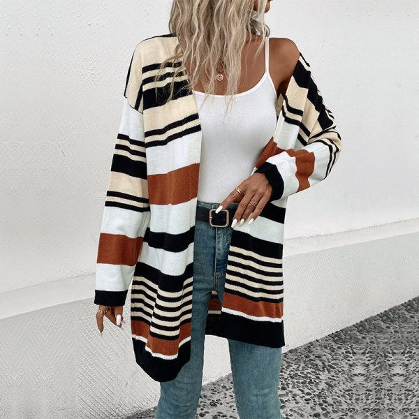 Color Matching Long Cardigan Women