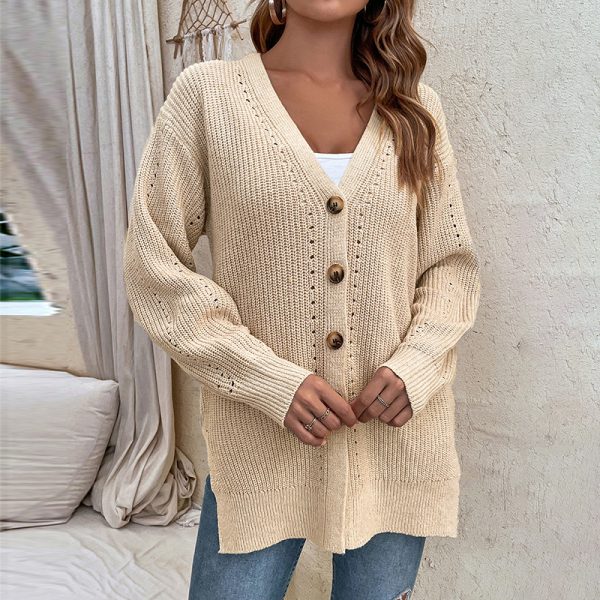 Women's Button Slit Knit Sweater Coat