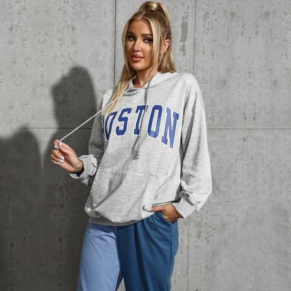 Autumn Casual Hooded Letters  for Women