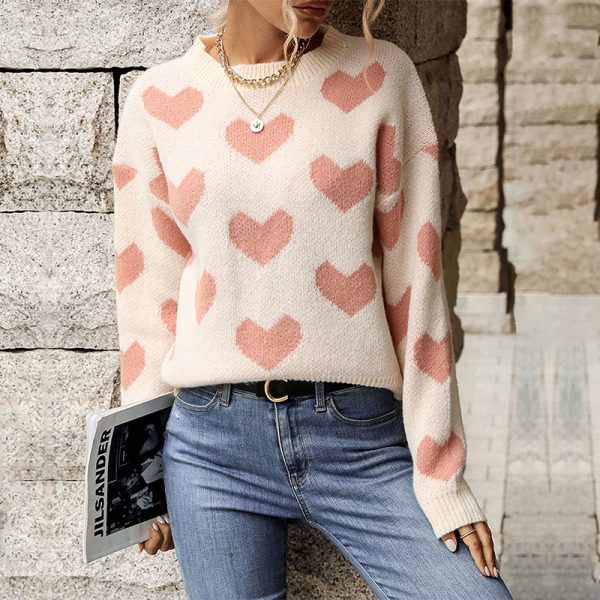 Fashionable Love Long Sleeve Pink Sweater