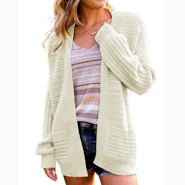 Chic Solid Color Hollow Out Pocket Knitwear