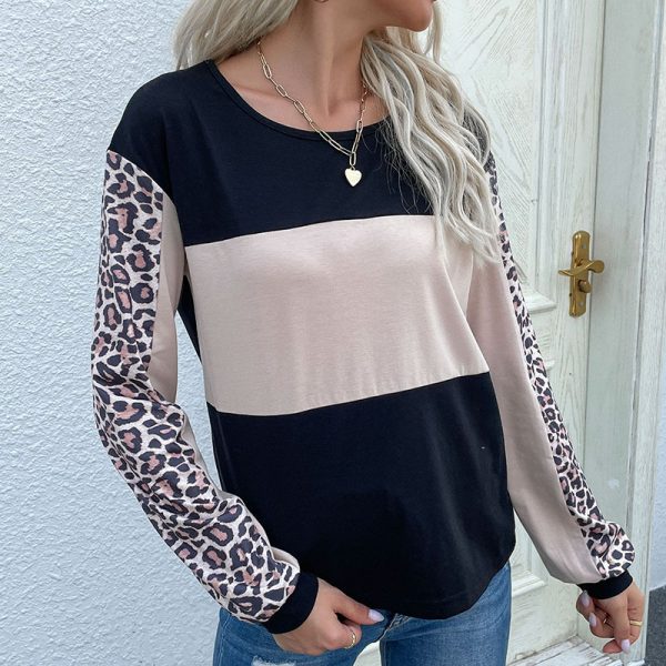 Loose Leopard Print Long Sleeve Women's Sweatshir