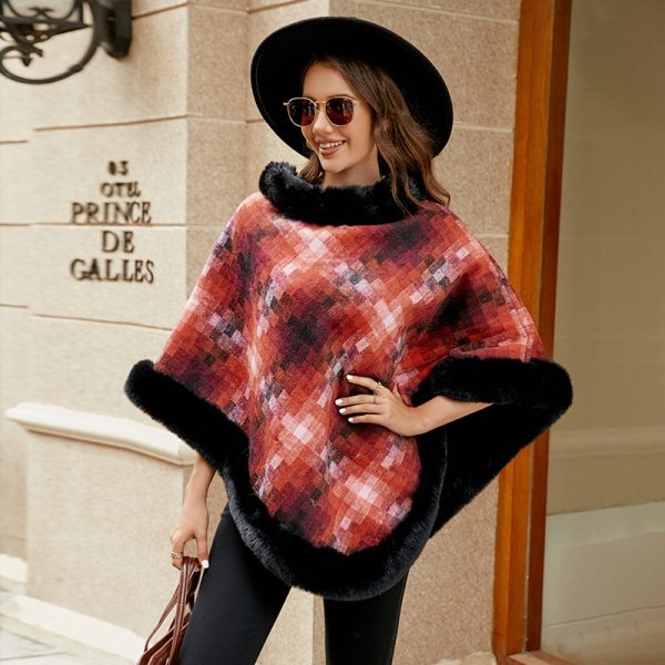 Women's Colored Plaid Pullover Cloak