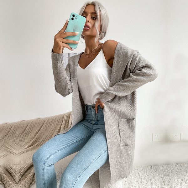 Thin Long Sleeve Hooded Stripe Cardigan Women