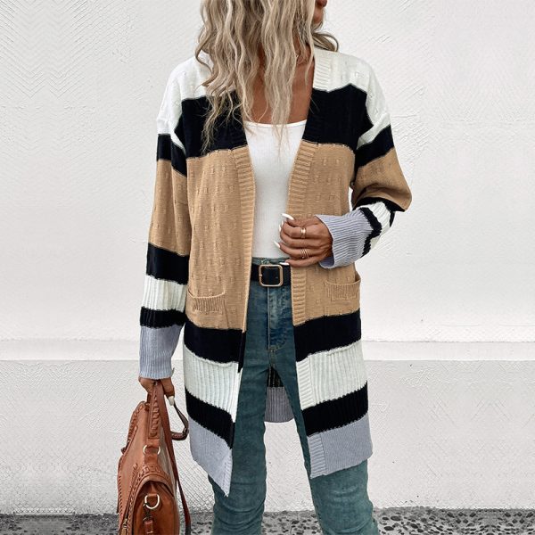 Contrast Color Cardigan Women