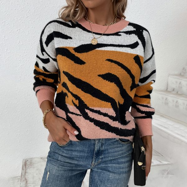 Women's Multicolor Tiger Pattern Sweater