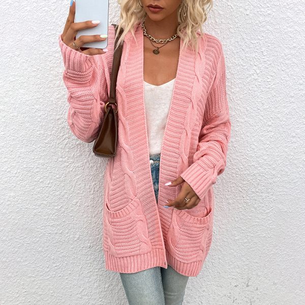 Stylish Mid-Length Twist Cardigan Sweater