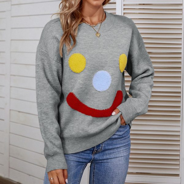 Women's Cute Smiley Face Pullover