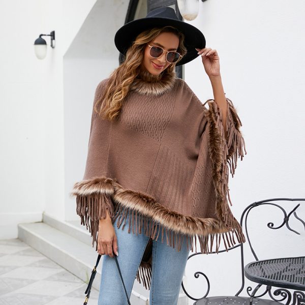 Knitted Tassel Autumn Winter Solid Color Pullover