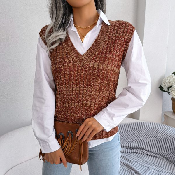 Color Twist V-Neck Sweater Vest