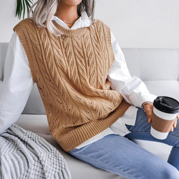 Leaf Cutout Knit Vest